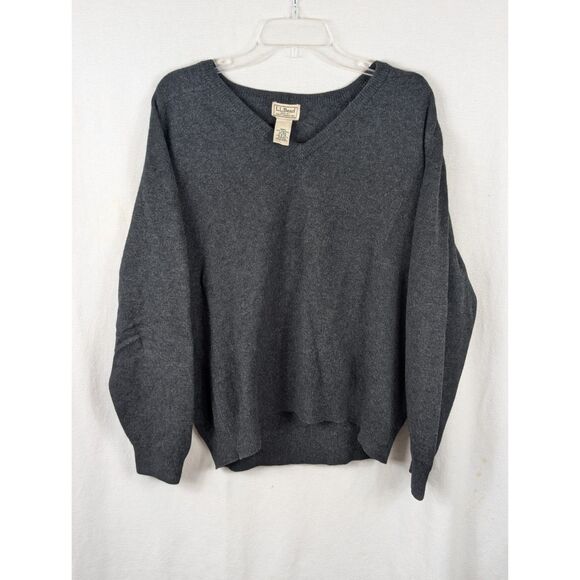 L.L. Bean Lambswool V-Neck Sweater Gray Men's Size Large - Picture 1 of 10